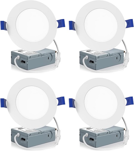 LED Recessed Ceiling Light with Junction Box, 2700K/3000K/3500K/4000K/5000K Selectable